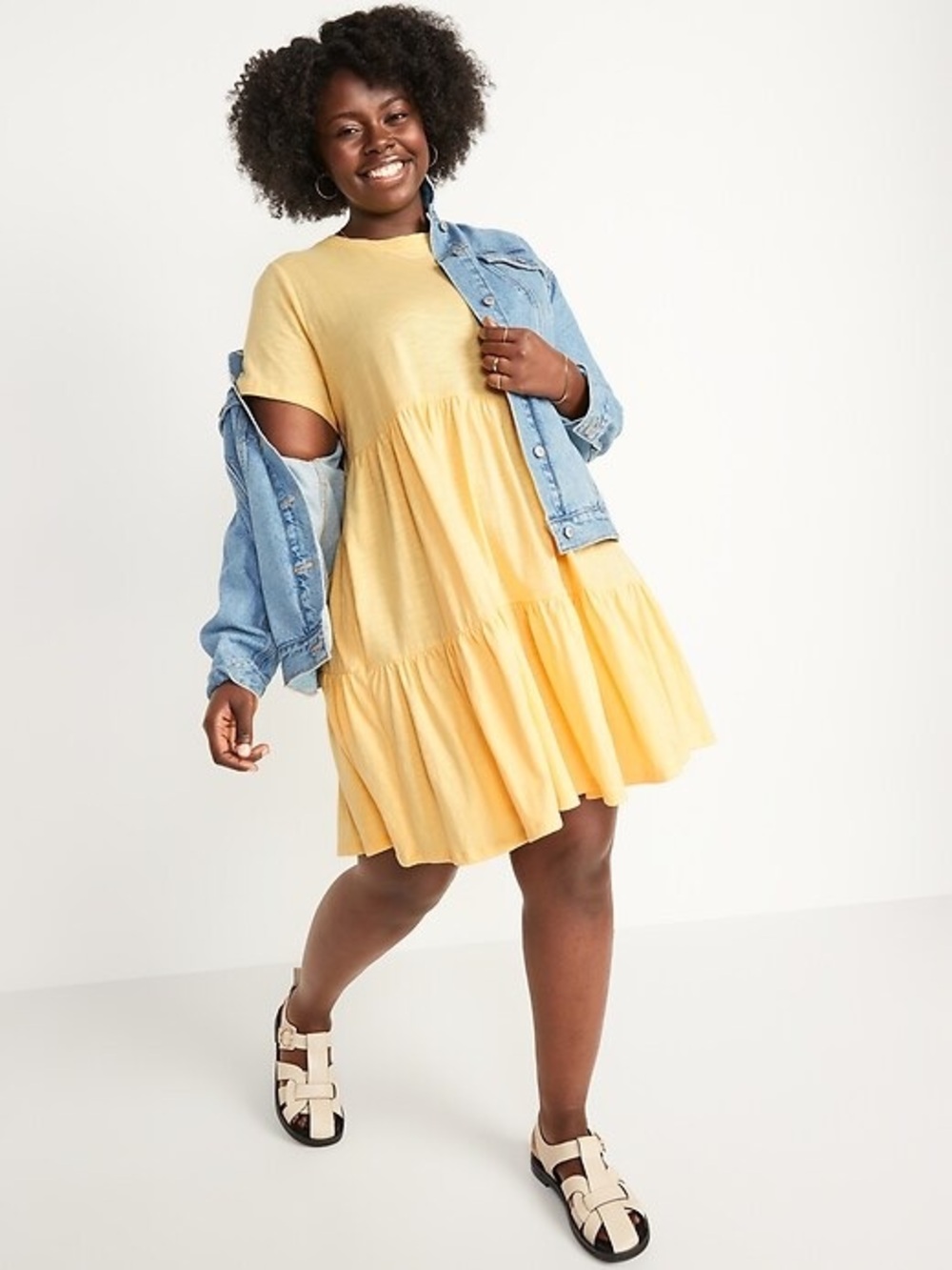 Old Navy Tiered Slub Knit Mini swing dress yellow size 2X